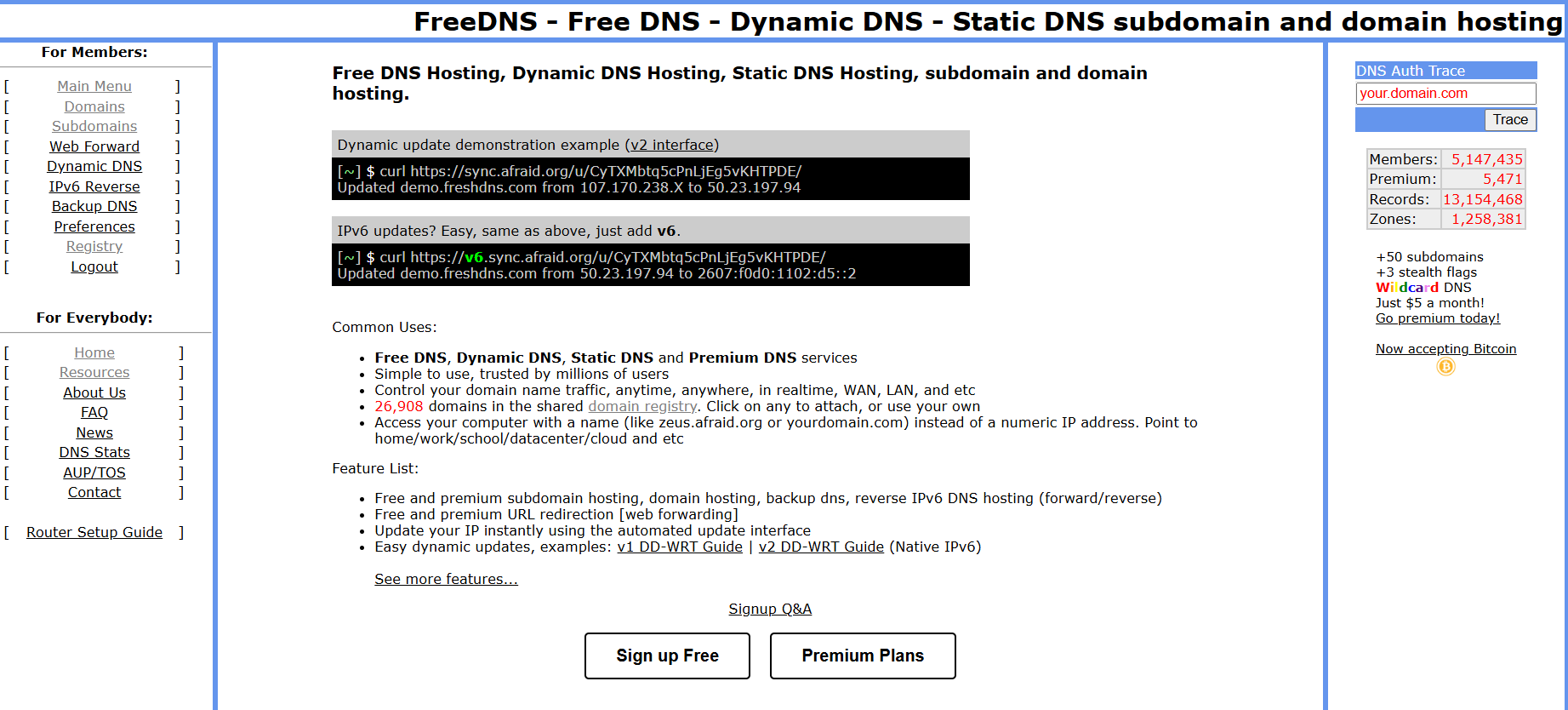 正在使用的免费二级域名